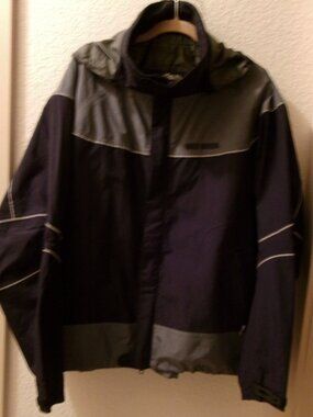 NWOTS, HARLEY DAVIDSON, BLACK, GRAY & REFLECTIVE STRIPES, XL RAIN JACKET